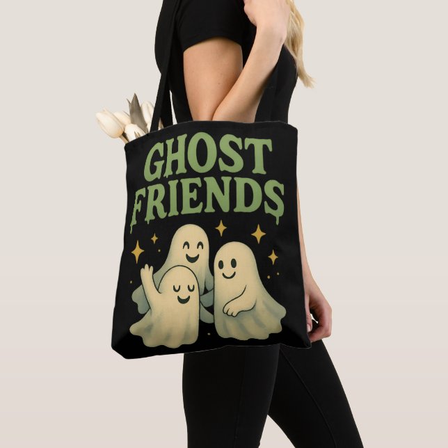 Bolso De Tela Amigos fantasma - Negro (Detalle)