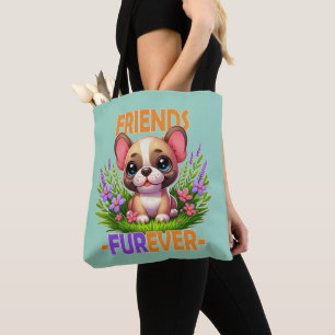 Bolso De Tela Amigos Furever. Perro de Bulldog francés