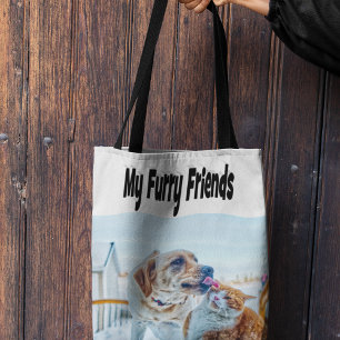 Bolso De Tela Amigos Peludos Gato y Perro Foto   