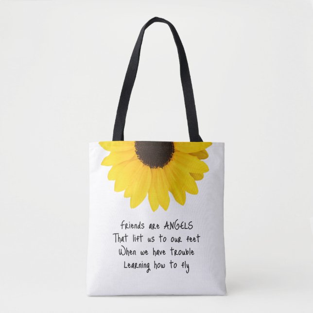 Bolso De Tela Amigos Son Ángeles Cita Iniciales Girasol (Anverso)