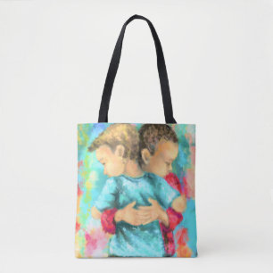 Bolso De Tela Amistad Tote Bag Niños Abrazando