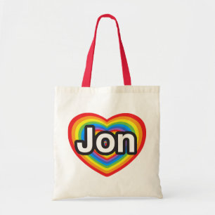 Bolso De Tela Amo a Jon. Te amo Jon. Corazón