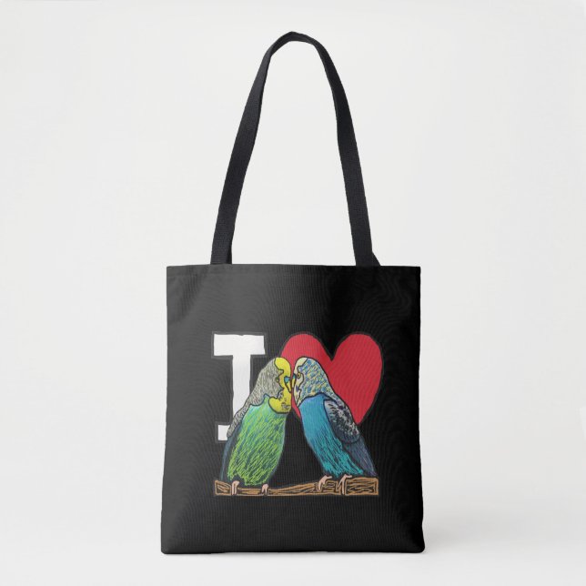Bolso De Tela Amo a las Budgies (Anverso)