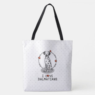Bolso De Tela Amo a los dálmatas (negros 1) Corazones adorables