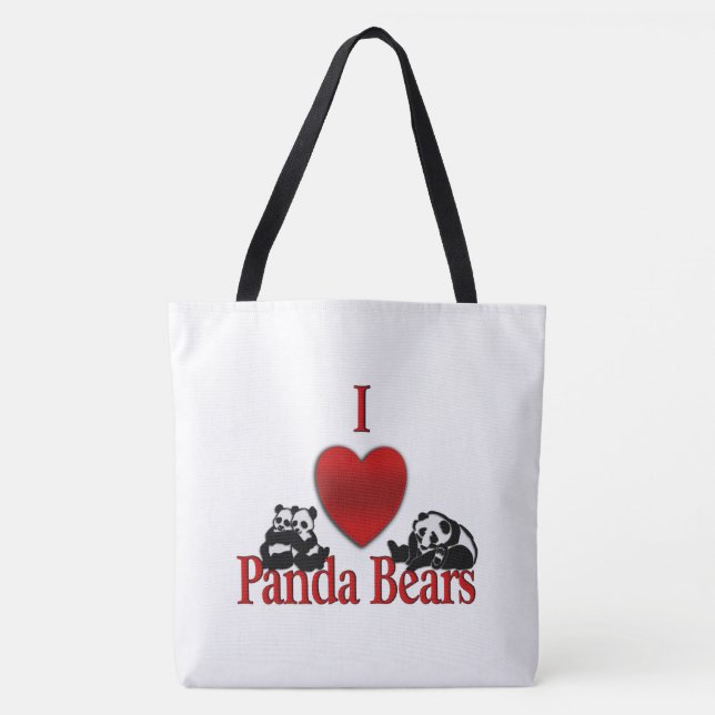 Bolso De Tela Amo a los osos panda (Anverso)