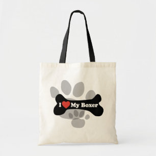 Bolso De Tela Amo a mi boxeador - hueso de perro