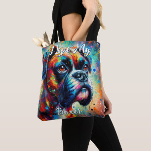 Bolso De Tela Amo a mi bóxer arte pop perro personalizado