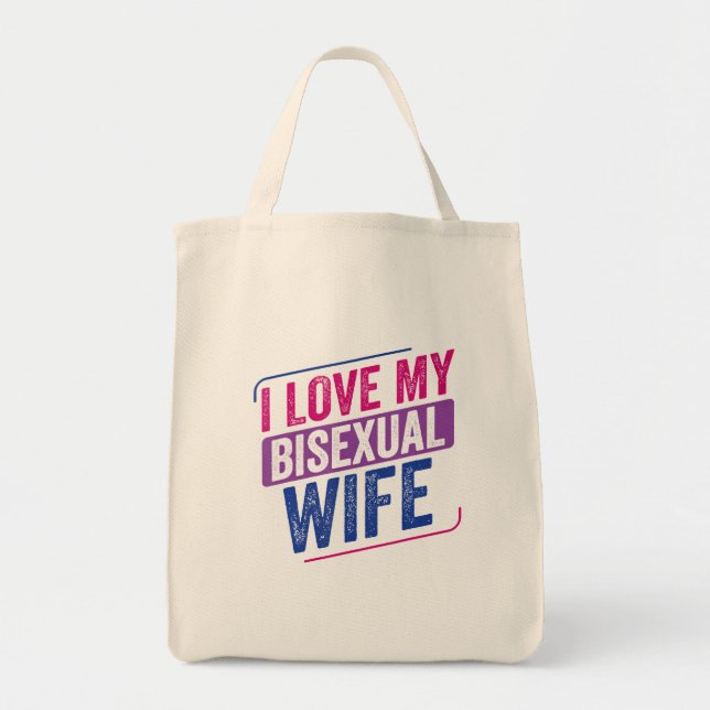 Bolso De Tela Amo a mi esposa bisexual Bi Orgullo Bandera Bisexu (Frente)