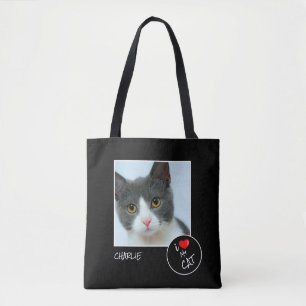 Bolso De Tela Amo a mi gato, foto Personalizado - Amantes de la 
