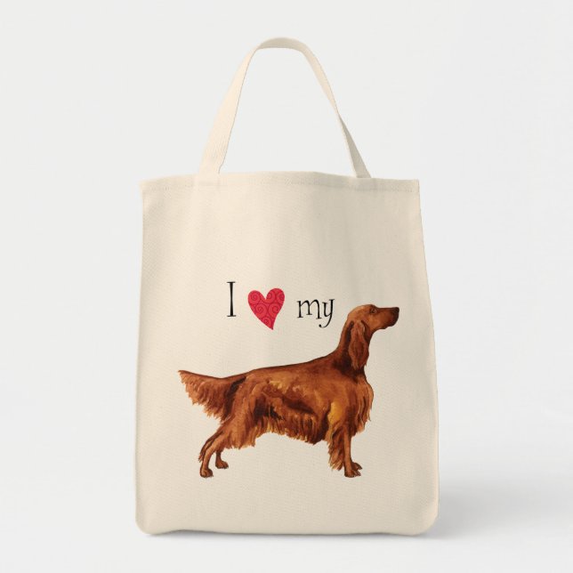 Bolso De Tela Amo a mi irlandés Setter (Frente)