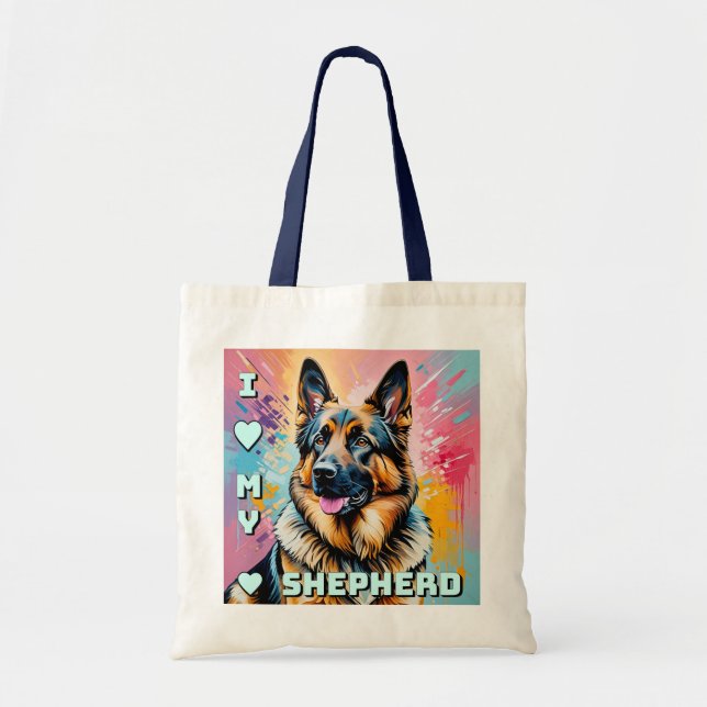 Bolso De Tela Amo a mi Pastor Alemán (Frente)