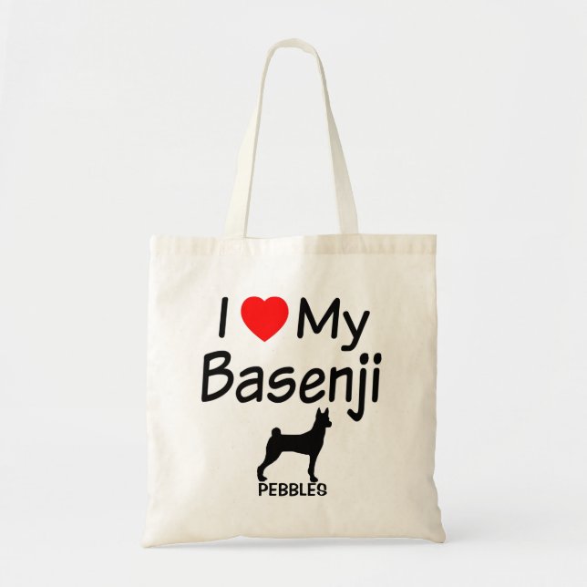 Bolso De Tela Amo A Mi Perro Basenji (Frente)