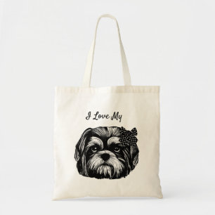 Bolso De Tela Amo a mi perro shih zu con arco Arte original