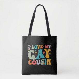 Bolso De Tela Amo a mi primo gay Groovy Rainbow LGBT Orgullo