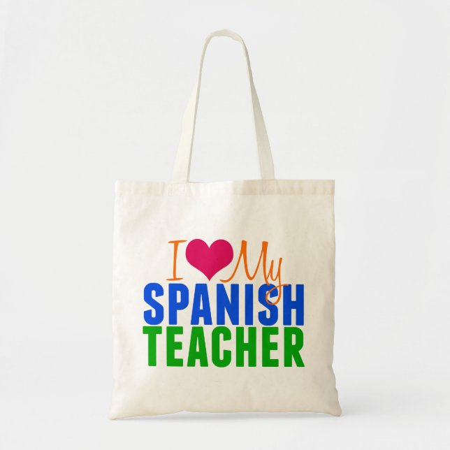 Bolso De Tela Amo A Mi Profesor De Español (Frente)
