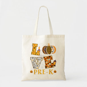 Bolso De Tela Amo a mi profesor de prek de calabazas prek de Hal