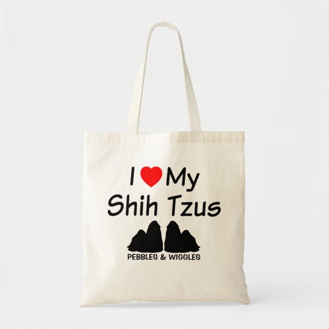 Bolso De Tela Amo A Mis Dos Perros Shih Tzu (Frente)