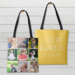 Bolso De Tela Amo a mis nietos 9 Foto Collage de Instagram<br><div class="desc">El personalizado imprimió una bolsa de té de dos caras personalizada con fotos y texto de su familia. Añade 9 fotos cuadradas en Instagram por un lado con la cita "Amo a mis nietos" y los nombres de sus nietos u otro texto personalizado por el otro lado. Utilice las herramientas...</div>