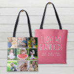 Bolso De Tela Amo a mis nietos 9 Foto Collage de Instagram<br><div class="desc">El personalizado imprimió una bolsa de té de dos caras personalizada con fotos y texto de su familia. Añade 9 fotos cuadradas en Instagram por un lado con la cita "Amo a mis nietos" y los nombres de sus nietos u otro texto personalizado por el otro lado. Utilice las herramientas...</div>
