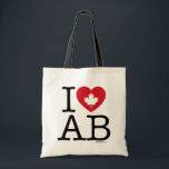 Bolso De Tela Amo AB | Amo a Alberta Canada Personalizado Tote B<br><div class="desc">Que todos sepan lo mucho que aman la ciudad de Alberta con este personalizable "I Love AB" en la bolsa de té con tipografía retro y acento cardíaco de hojas de arce. Personalice agregando su nombre. Existen otros países,  estados,  provincias y ciudades.</div>