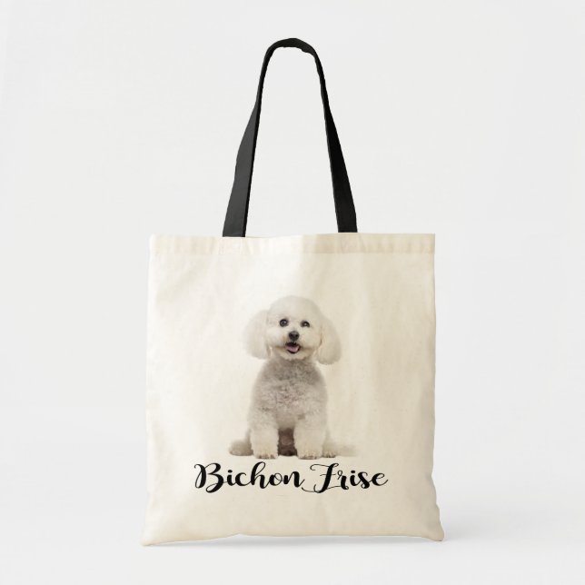 Bolso De Tela Amo al perro cachorro frito blanco (Frente)