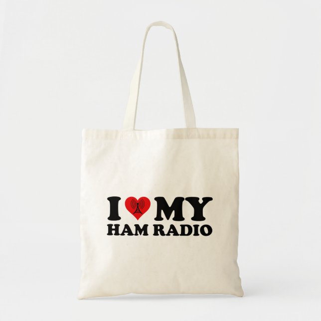 Bolso De Tela Amo (Corazón) Mi Radio Ham (Frente)