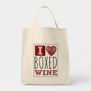 Bolso De Tela Amo el corazón del alambre de púas de vino en caja