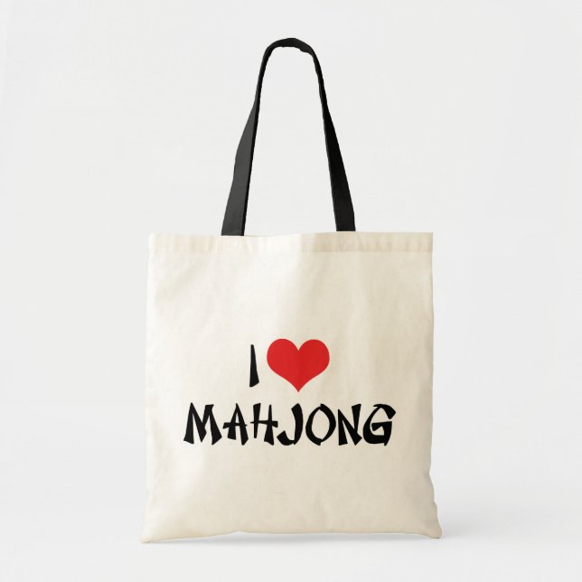 Bolso De Tela Amo el corazón Mahjong - Mah Jong Lover (Frente)