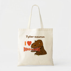 Bolso De Tela Amo el dibujo animado Tyrranosaurus Rex de los