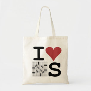 Bolso De Tela Amo el tote de los crucigramas