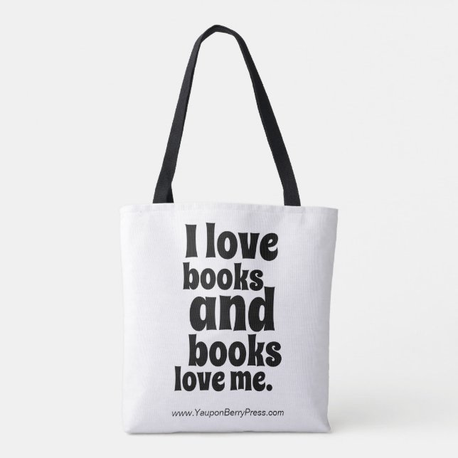 Bolso De Tela Amo el tote de los libros (blanco y el negro) (Reverso)