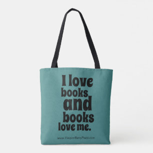 Bolso De Tela Amo el tote de los libros (trullo y el negro)