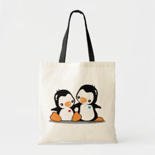 Bolso De Tela Amo el tote del presupuesto de los pingüinos
