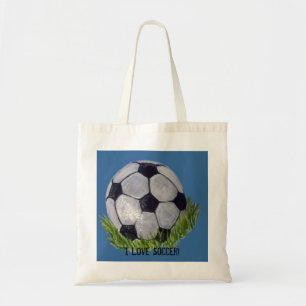 Bolso De Tela Amo fútbol con el balón de fútbol