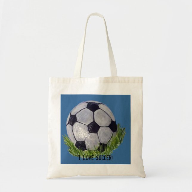 Bolso De Tela Amo fútbol con el balón de fútbol (Frente)
