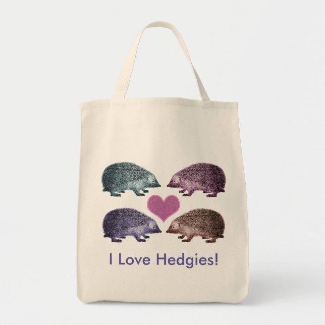 Bolso De Tela ¡Amo Hedgies! - Cuatro erizos adorables (Frente)
