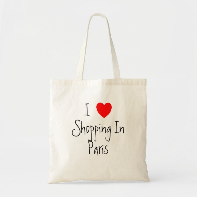 Bolso De Tela Amo ir de compras en París (Frente)