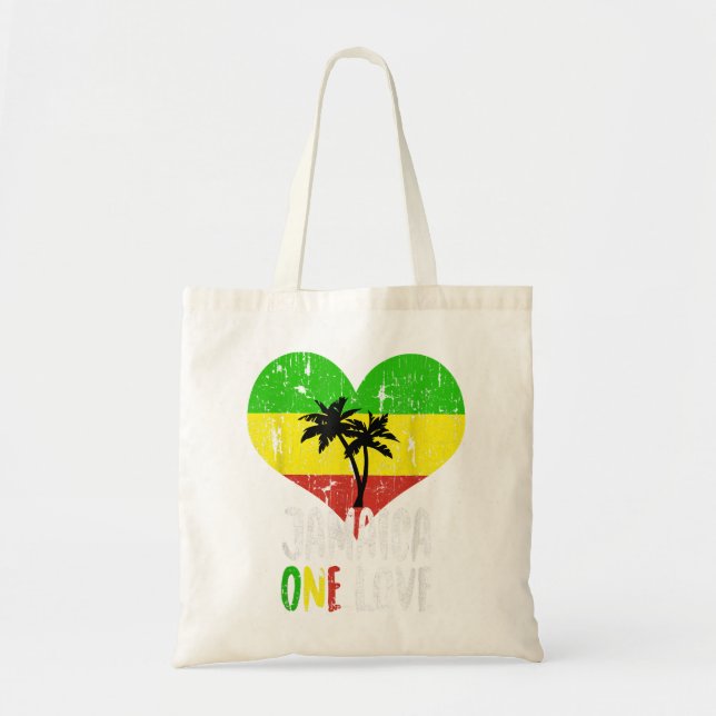 Bolso De Tela Amo Jamaica Un Reggae De Palmeras De Amor (Frente)