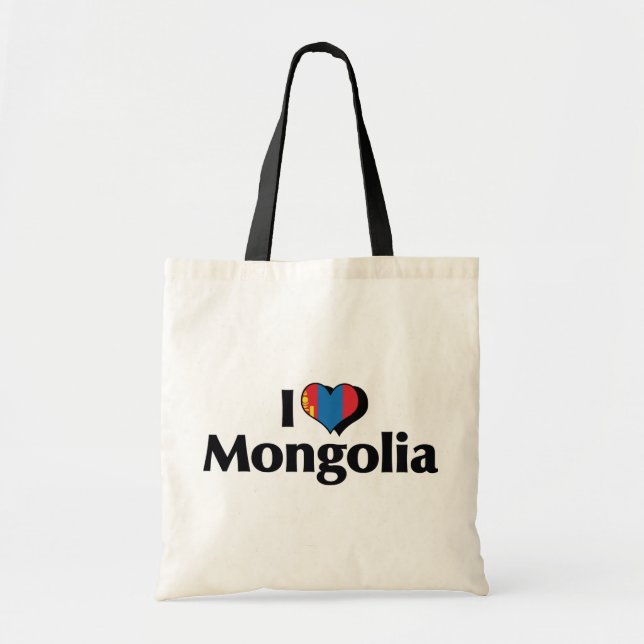 Bolso De Tela Amo la bandera de Mongolia (Frente)