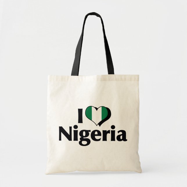 Bolso De Tela Amo la bandera de Nigeria (Frente)