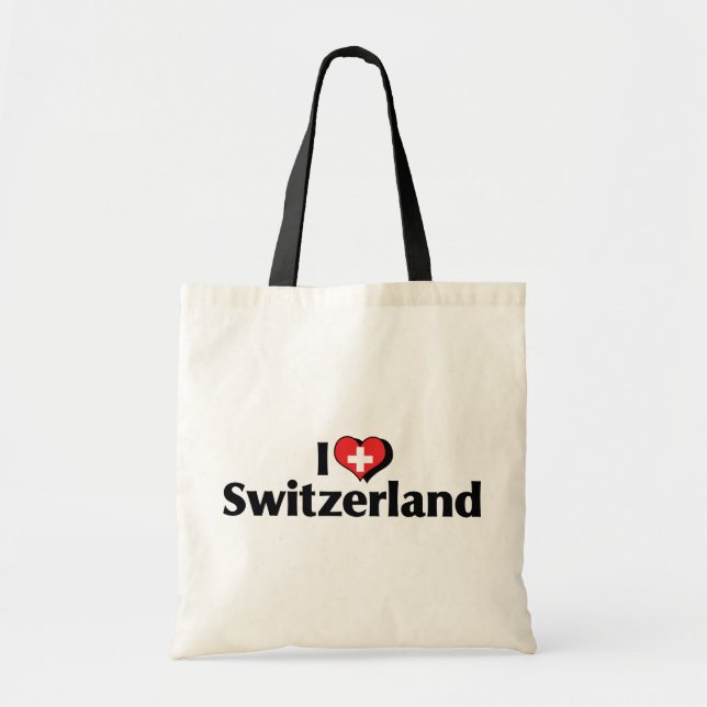 Bolso De Tela Amo la bandera de Suiza (Frente)