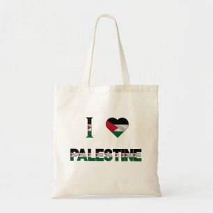 Bolso De Tela Amo la bandera del corazón de Palestina Unidad Lib