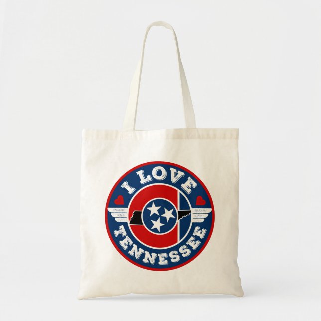 Bolso De Tela Amo la bandera del estado de Tennessee y el mapa (Frente)