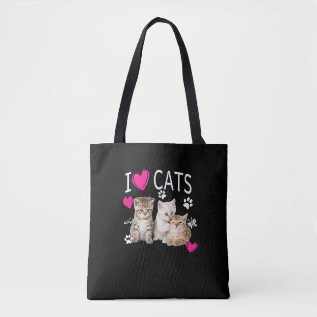 Bolso De Tela Amo la camiseta de gatos _ Amo el Gif de gatos (Anverso)