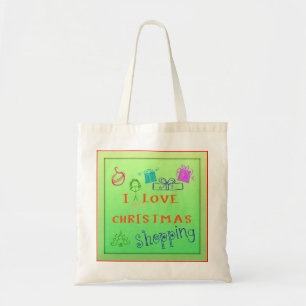 Bolso De Tela Amo la compra de Navidad Tote de comestibles