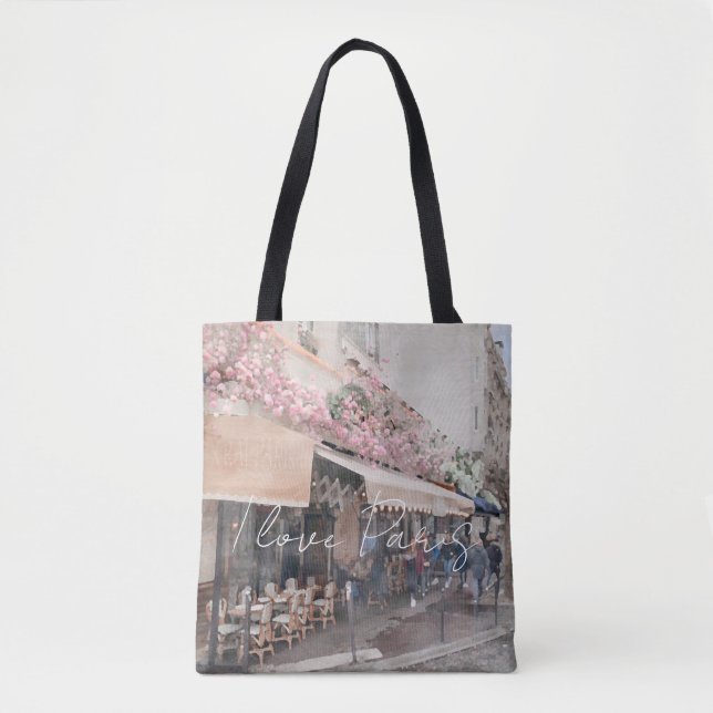 Bolso De Tela Amo la escena de Paris Cafe Street (Anverso)