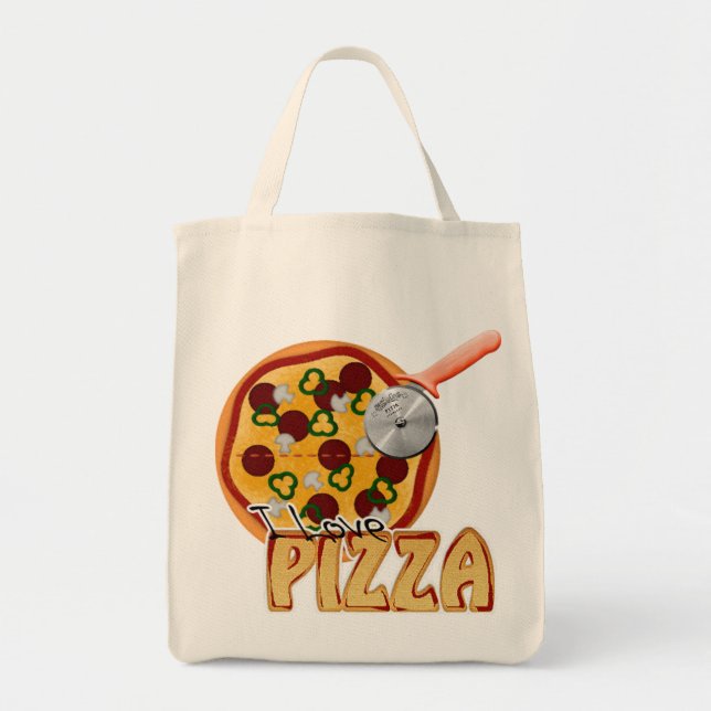 Bolso De Tela Amo la pizza - tote orgánico del ultramarinos (Frente)