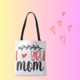 Bolso De Tela Amo la tipografía de mamá simple y Moda