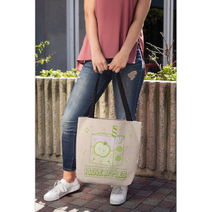 Bolso De Tela Amo las manzanas - Diseño de la caja de jugo de Ka