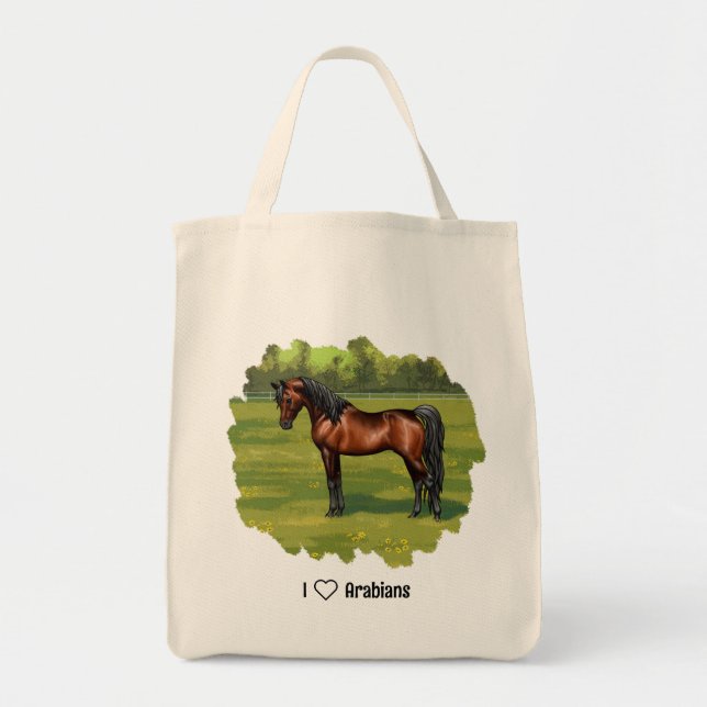 Bolso De Tela Amo los árabes Caballos de Bahía Oscura (Frente)